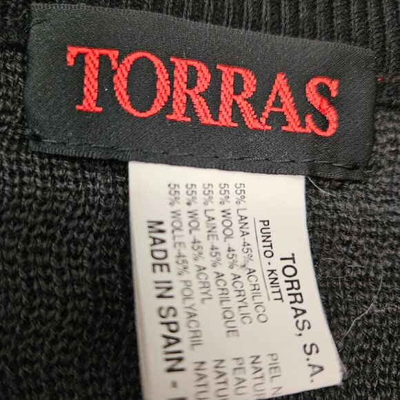 Vintage Torras Men's Red and Black Block Print Sweater Retro Wool Blend Size L - Picture 10 of 10